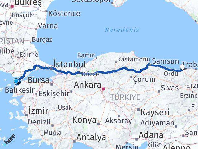 Çanakkale Espiye Giresun Arası Kaç Km - Yol Haritası