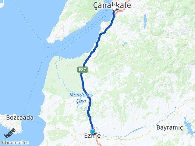 Çanakkale Ezine Barbaros Arası Kaç Km - Yol Haritası