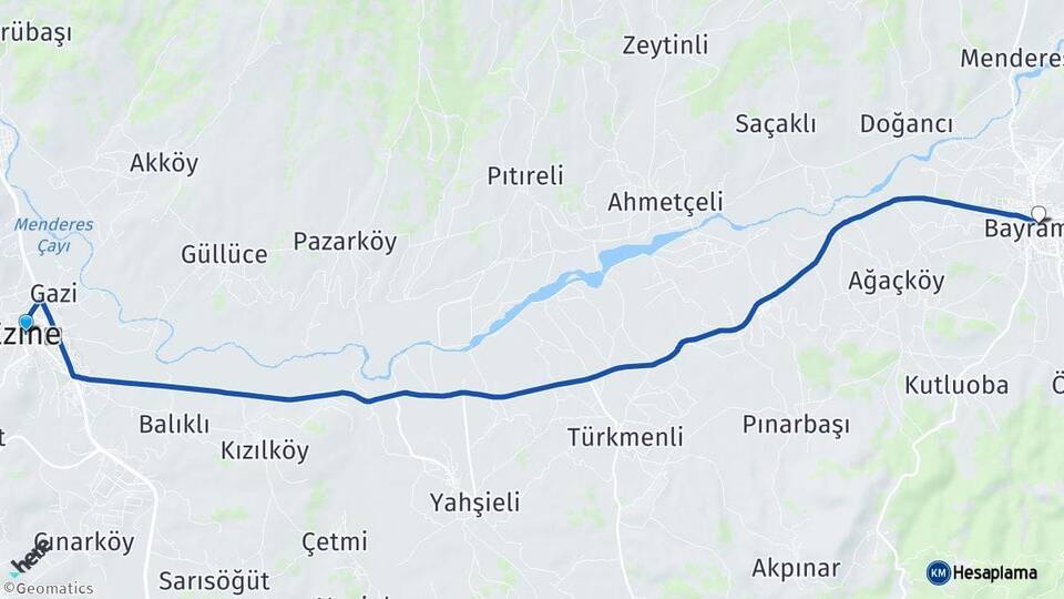 Çanakkale Ezine Bayramiç Arası Kaç Km - Yol Haritası
