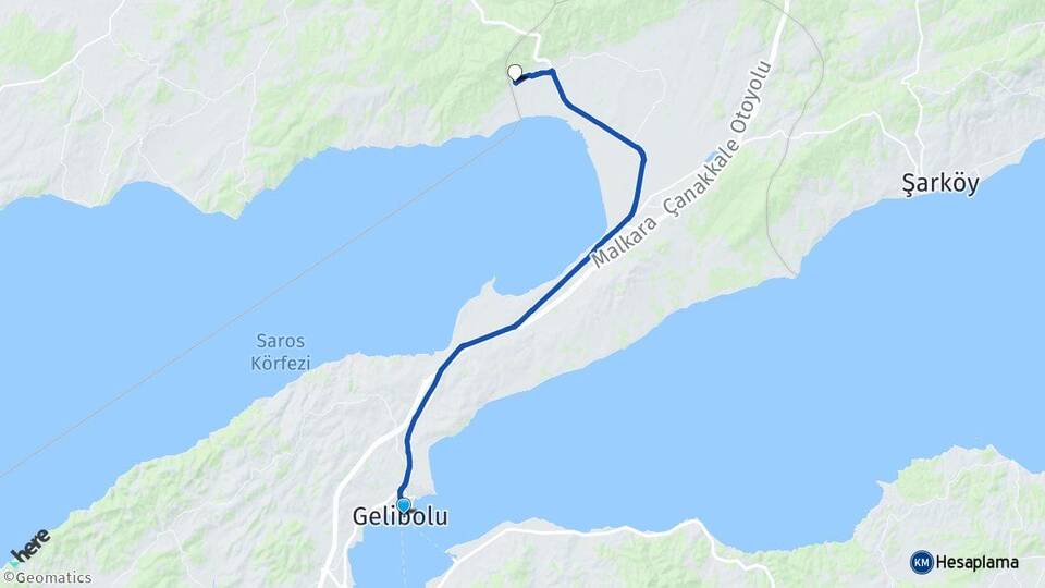 Çanakkale Gelibolu Adilhan Gelibolu Arası Kaç Km - Yol Haritası