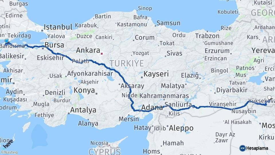 Çanakkale Gelibolu Hakkari Arası Kaç Km - Yol Haritası