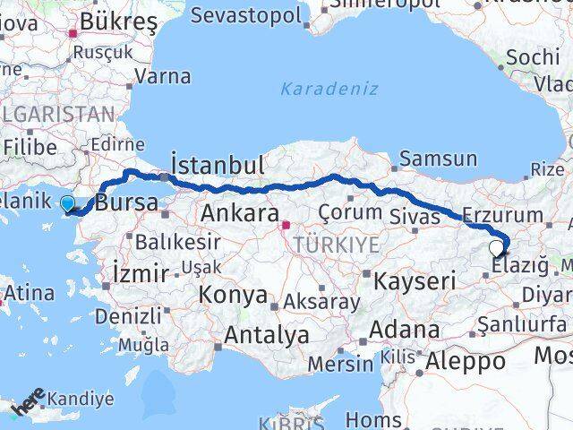Çanakkale Gökçeada Tunceli Arası Kaç Km - Yol Haritası