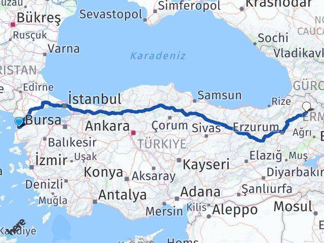 Çanakkale Göle Ardahan Arası Kaç Km - Yol Haritası