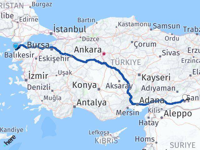Çanakkale Karaköprü Şanlıurfa Arası Kaç Km - Yol Haritası