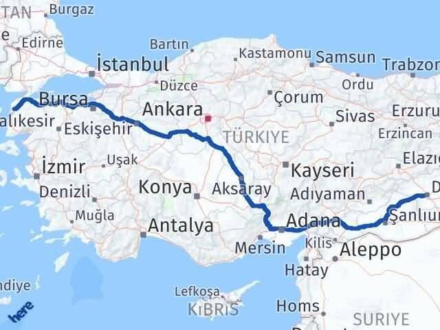 Çanakkale Kayapınar Diyarbakır Arası Kaç Km - Yol Haritası