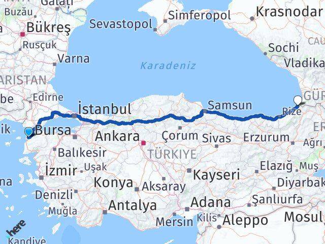 Çanakkale Kemalpaşa Artvin Arası Kaç Km - Yol Haritası