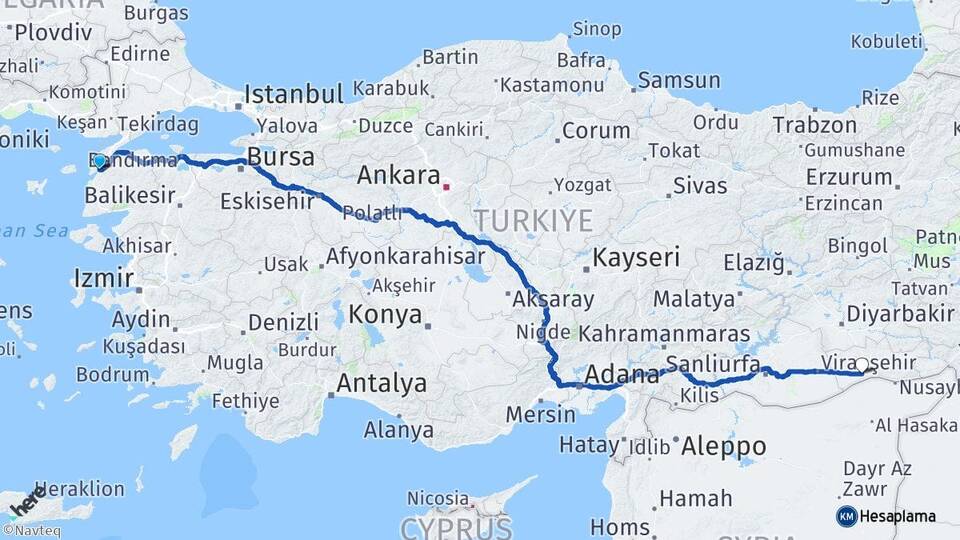 Çanakkale Kızıltepe Mardin Arası Kaç Km - Yol Haritası