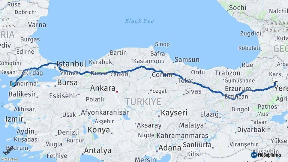 Çanakkale Sarıkamış Kars Arası Kaç Km - Yol Haritası
