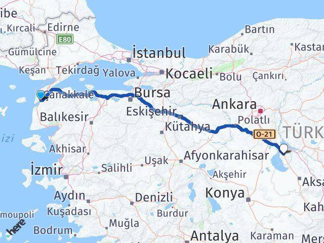 Çanakkale Şereflikoçhisar Ankara Arası Kaç Km - Yol Haritası