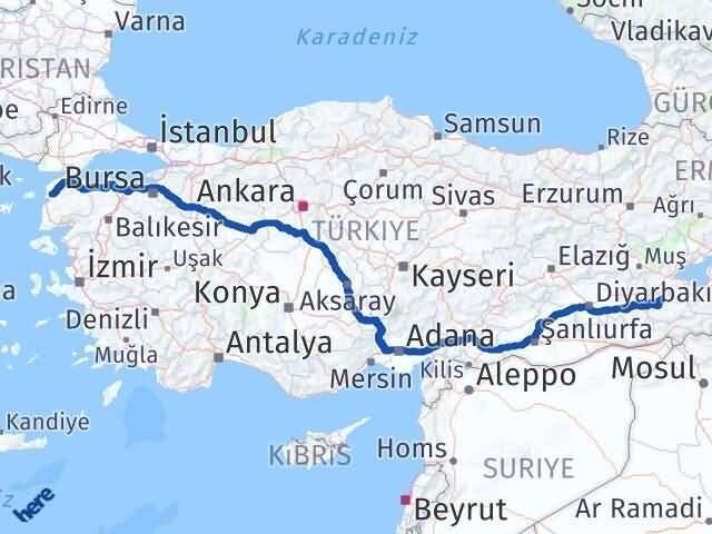 Çanakkale Şirvan Siirt Arası Kaç Km - Yol Haritası