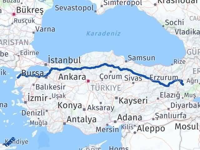 Çanakkale Tekman Erzurum Arası Kaç Km - Yol Haritası