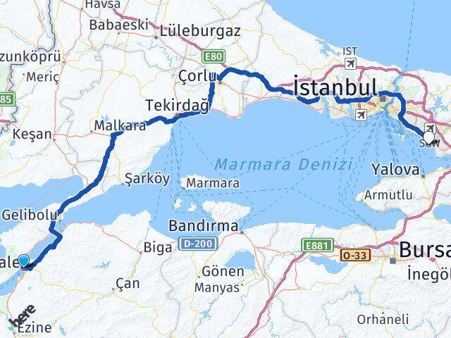 Çanakkale Tuzla İstanbul Arası Kaç Km - Yol Haritası