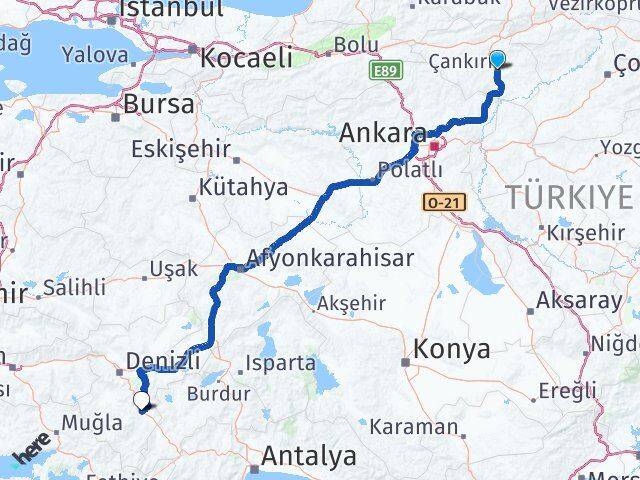 Çankırı Acıpayam Denizli Arası Kaç Km - Yol Haritası