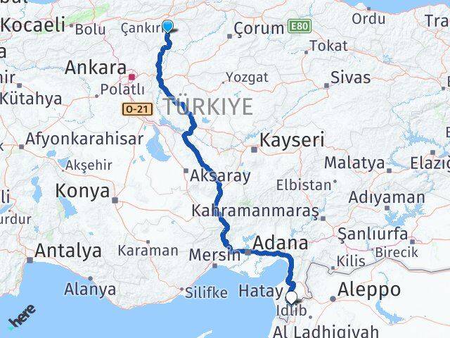 Çankırı Altınözü Hatay Arası Kaç Km - Yol Haritası