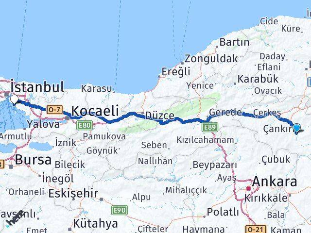 Çankırı Altıntepe Maltepe İstanbul Arası Kaç Km - Yol Haritası