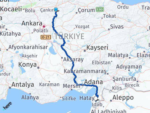 Çankırı Antakya Hatay Arası Kaç Km - Yol Haritası