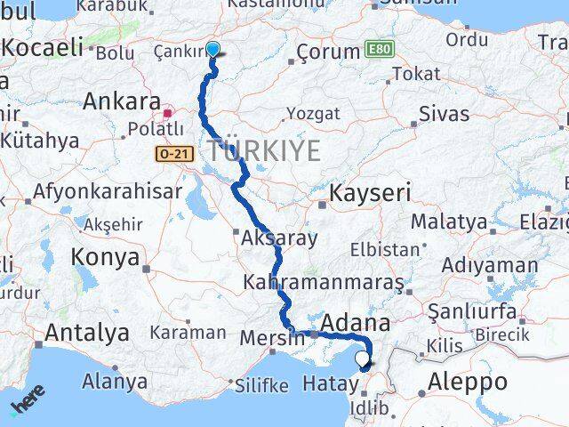 Çankırı Arsuz Hatay Arası Kaç Km - Yol Haritası