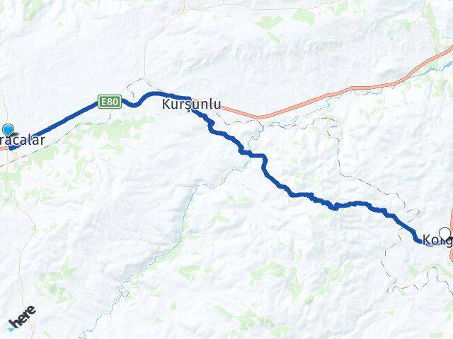 Çankırı Atkaracalar Korgun Arası Kaç Km - Yol Haritası