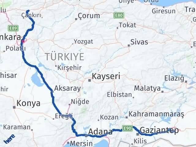 Çankırı Atkaracalar Şanlıurfa Arası Kaç Km - Yol Haritası