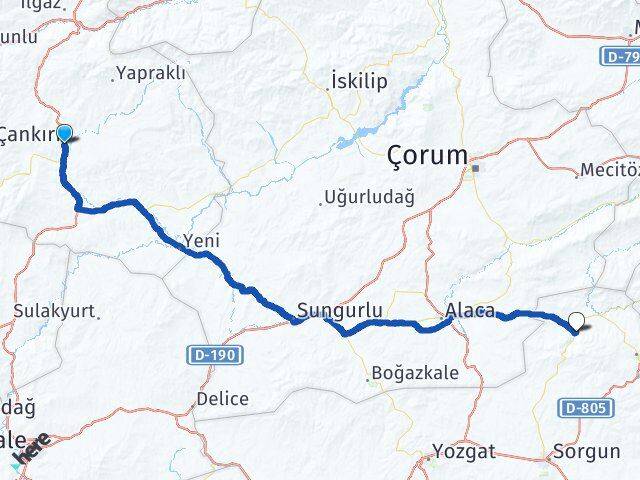 Çankırı Aydıncık Yozgat Arası Kaç Km - Yol Haritası