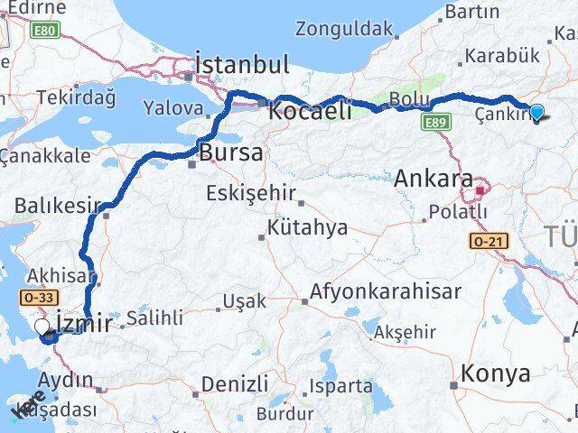 Çankırı Balçova İzmir Arası Kaç Km - Yol Haritası