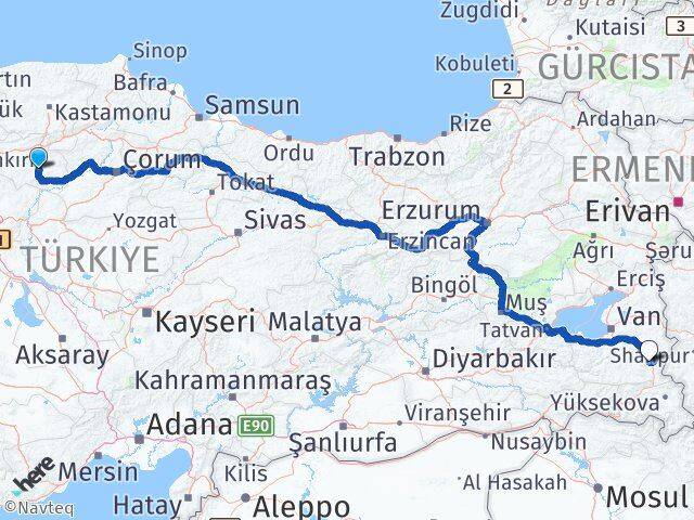 Çankırı Başkale Van Arası Kaç Km - Yol Haritası