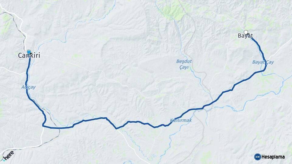 Çankırı Bayat Çorum Arası Kaç Saat? Yol Haritası, Yakıt, Rota ve Mesafe Hesaplama Çankırı Bayat Çorum Arası Kaç Km? Kaç Saat? Yol Haritası