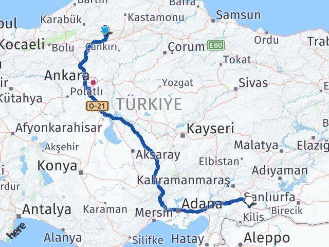 Çankırı Bayramören Gaziantep Arası Kaç Km - Yol Haritası