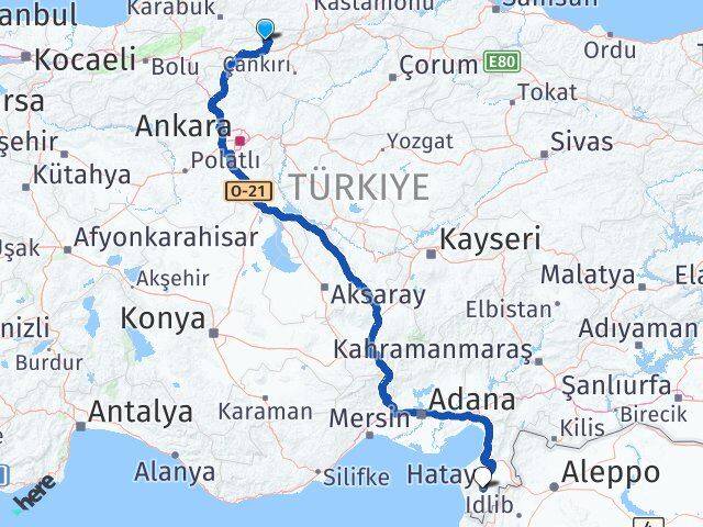 Çankırı Bayramören Hatay Arası Kaç Km - Yol Haritası