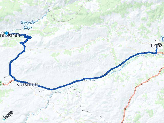 Çankırı Bayramören Ilgaz Arası Kaç Km - Yol Haritası