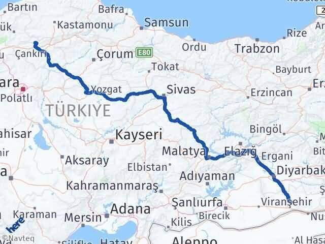 Çankırı Bayramören Mardin Arası Kaç Km - Yol Haritası