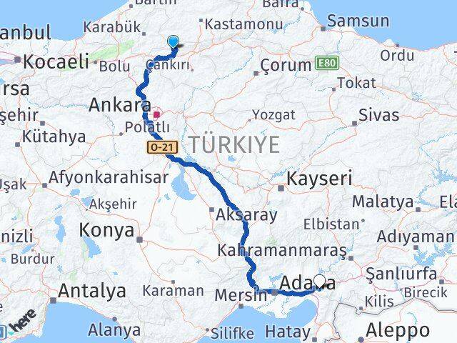 Çankırı Bayramören Osmaniye Arası Kaç Km - Yol Haritası