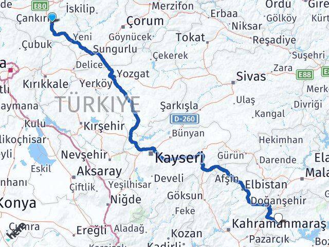 Çankırı Besni Adıyaman Arası Kaç Km - Yol Haritası