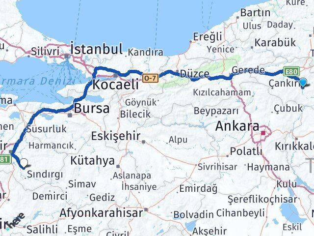 Çankırı Bigadiç Balıkesir Arası Kaç Km - Yol Haritası