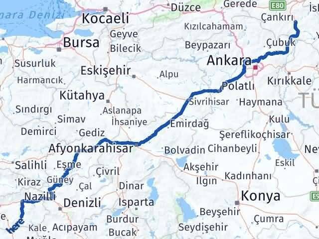 Çankırı Bozdoğan Aydın Arası Kaç Km - Yol Haritası