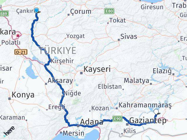 Çankırı Bozova Şanlıurfa Arası Kaç Km - Yol Haritası