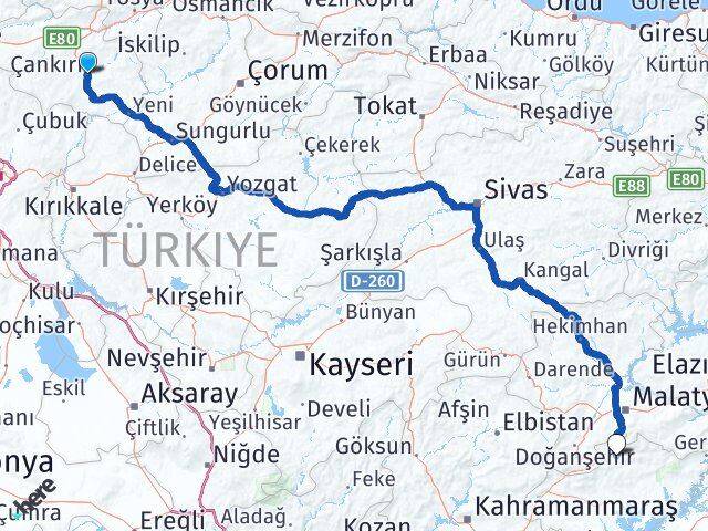 Çankırı Çelikhan Adıyaman Arası Kaç Km - Yol Haritası