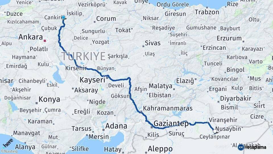 Çankırı Ceylanpınar Şanlıurfa Arası Kaç Km - Yol Haritası