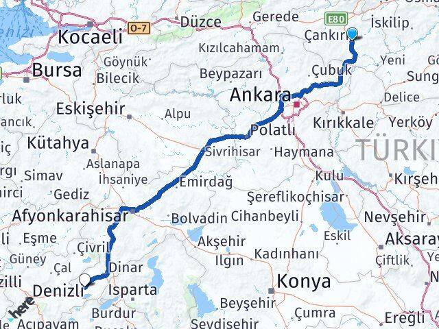 Çankırı Dazkırı Afyonkarahisar Arası Kaç Km - Yol Haritası