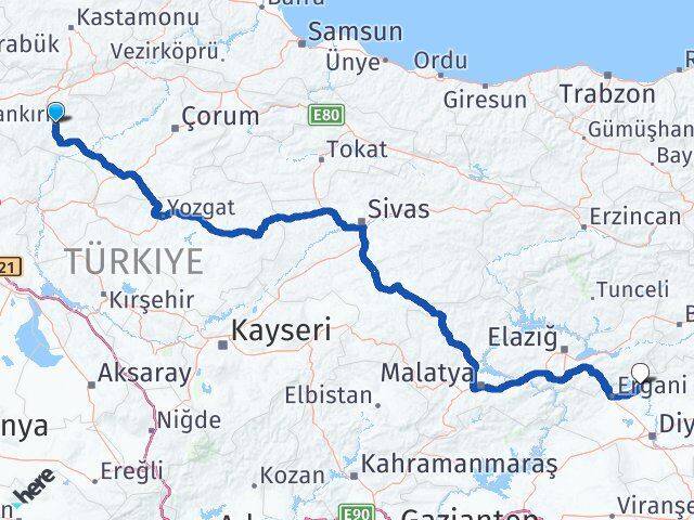 Çankırı Dicle Diyarbakır Arası Kaç Km - Yol Haritası