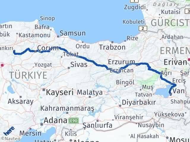 Çankırı Edremit Van Arası Kaç Km - Yol Haritası