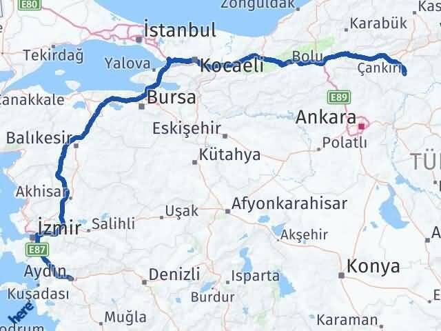 Çankırı Efeler Aydın Arası Kaç Km - Yol Haritası