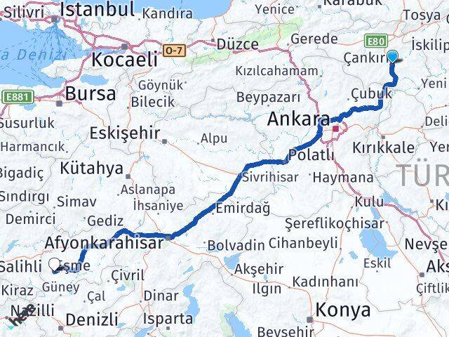 Çankırı Eşme Uşak Arası Kaç Km - Yol Haritası