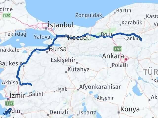 Çankırı Gördes Manisa Arası Kaç Km - Yol Haritası