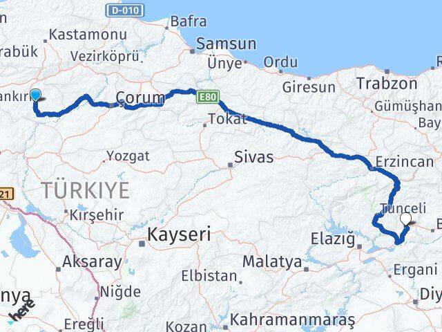 Çankırı Karakoçan Elazığ Arası Kaç Km - Yol Haritası