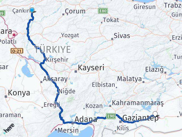 Çankırı Karaköprü Şanlıurfa Arası Kaç Km - Yol Haritası