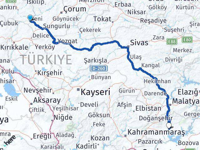 Çankırı Kızılırmak Adıyaman Arası Kaç Km - Yol Haritası