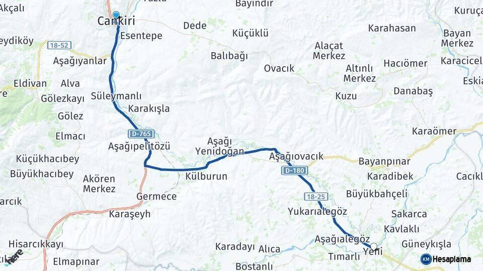 Çankırı Kızılırmak Arası Kaç Km - Yol Haritası
