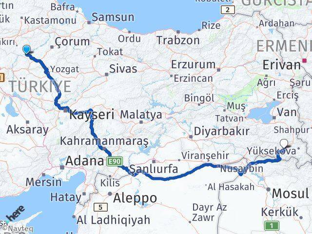 Çankırı Kızılırmak Hakkari Arası Kaç Km - Yol Haritası