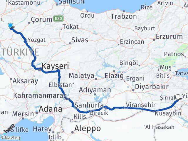 Çankırı Kızılırmak Şırnak Arası Kaç Km - Yol Haritası